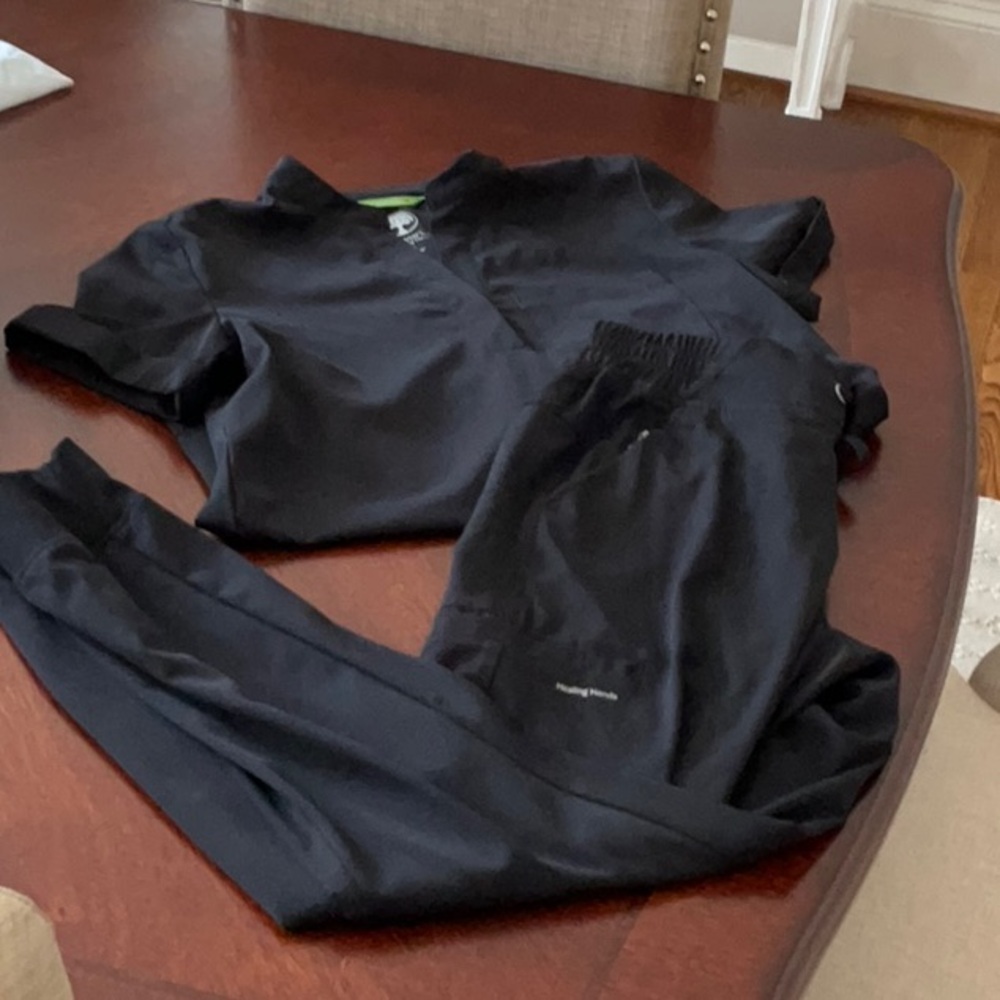 Healing Hands Black Jogger Scrub Set